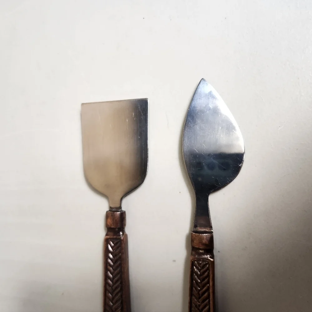 Stainless Steel/Copper Tone Brutalist Rustic Cheese Knives Charcuterie
